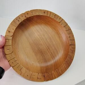 Vintage Wood‎ Plate German Give us our daily bread Bread Decorative Platter